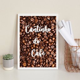 Quadro Cantinho Do Café Fotografia Grãos 33x24cm:Madeira branca - 2 Quadro Cantinho Do Café Fotografia Grãos 33x24cm:Madeira branca - 2