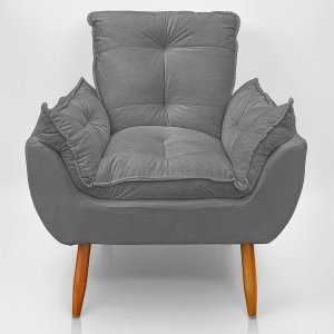 Cadeira Poltrona Opala para Sala Opala Recepção Quarto Confortável Reforçada Premium:cnza Chumbo
