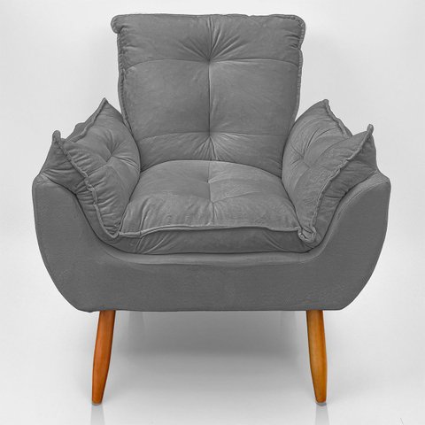 Cadeira Poltrona Opala para Sala Opala Recepção Quarto Confortável Reforçada Premium:cnza Chumbo