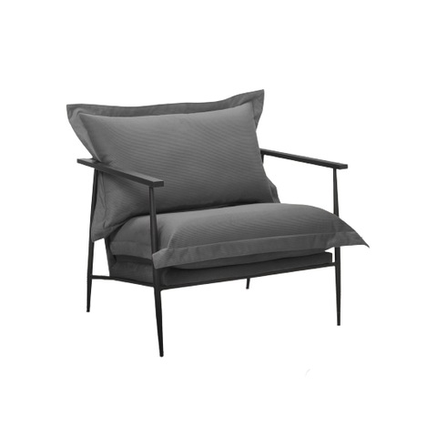 Poltrona Decorativa com Base Preta Sara Cor Cinza