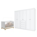 Ver imagem 1 de Berço Americano Mini Cama Q Encanto Slim com Guarda Roupa Casal MDP Branco Qmovi
