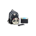 Ver imagem 1 de Kit Mochila Costas Infantil 4 Peças Pandinha/ Panda Escolar:preto