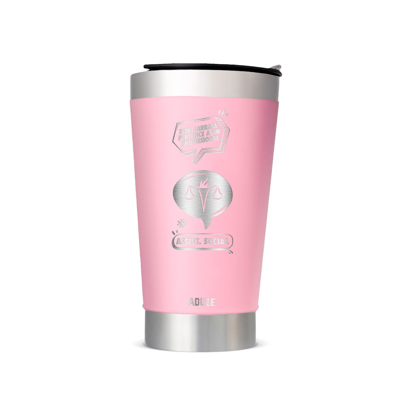 Copo Térmico Aduze V3 Assistência Social 500ml - Rosa - 1