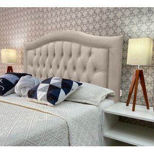 Cabeceira Casal 140 Cama Box Sophia Provençal Bege Suede com Pés Rbl