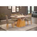 Ver imagem 1 de Conjunto: Mesa Sala Jantar Argo C/ Tampo Madeirado C/ Vidro Curvo 136x90cm e 4 Cadeiras Julia Cedro/