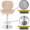 Ver imagem 2 de Kit 08 Banquetas Slim Estofada Giratória com Regulagem de Altura - Nude