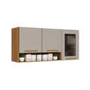 Ver imagem 2 de Armário Aéreo Cozinha 120 cm Rubi 3 Portas com Vidro Fumê Cinamomo/Off White - Pnr Móveis