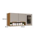 Ver imagem 4 de Armário Aéreo Cozinha 120 cm Rubi 3 Portas com Vidro Fumê Cinamomo/Off White - Pnr Móveis