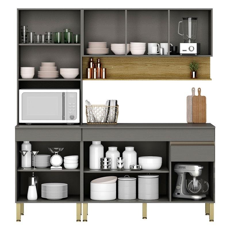 Cozinha Modulada Ambiente Line Composição 7 Gris Freijó - Kits Paraná - 3