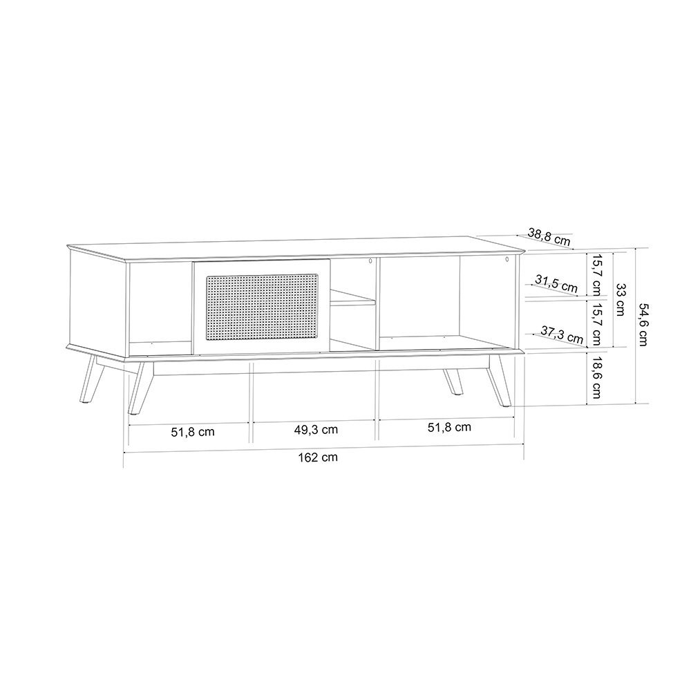 Rack Retrô para Tv 60 Polegadas Panama - Preto Acetinado - 4