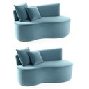 Ver imagem 2 de Kit 02 Sofá Decorativo Curvo Orgânico Nature Gaia Veludo Veludo Azul Turquesa - Montanaris Decor