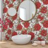 Papel de Parede Adesivo Rosas Vermelhas Fundo Branco Floral Flores - Ssfl-014 - 2