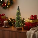 Ver imagem 1 de Árvore de Natal Decorativa com Led e Base de Madeira (20cm) - Iluminação a Bateria - Enfeite de Mesa