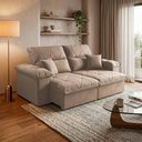 Ver imagem 1 de Sofá Retrátil Reclinável Trento 1,80m Suede Velut Bege Molas no Assento - King House