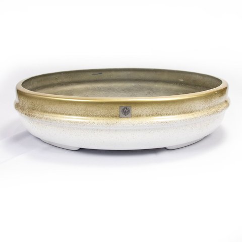 Vaso Bacia Decorativo Osaka Branco Gold Vietnamit G 16 Cm B02 - D’Rossi