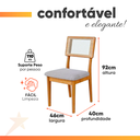 Ver imagem 4 de Conjunto de Mesa Sala de Jantar Tampo com Vidro 1,80m Grécia 6 Cadeiras Santiago Dobuê