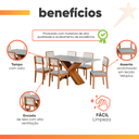 Ver imagem 5 de Conjunto de Mesa Sala de Jantar Tampo com Vidro 1,80m Grécia 6 Cadeiras Santiago Dobuê