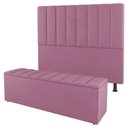 Ver imagem 1 de Kit Cabeceira E Baú Cama Box Casal Cora 140Cm Suede Rosa