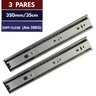 3 Par Corrediça Telescópica 35cm Soft Closing Móveis Gaveta - 1