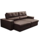 Ver imagem 3 de Sofá Retrátil Reclinável para Sala 3 Lugares 230cm Bryant L06 Couro Marrom - Lyam Decor