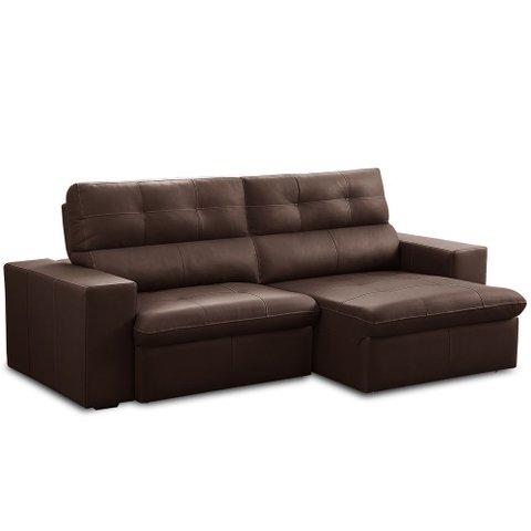 Sofá Retrátil Reclinável para Sala 3 Lugares 230cm Bryant L06 Couro Marrom - Lyam Decor