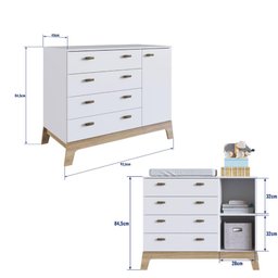 Kit Quarto Bebês Gêmeos Completo com Berços 3 em 1 Branco Fm039 Completa Móveis - 8