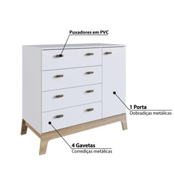 Kit Quarto Bebês Gêmeos Completo com Berços 3 em 1 Branco Fm039 Completa Móveis - 5