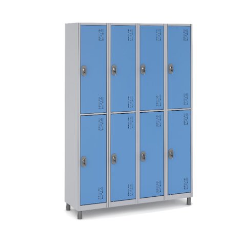 Armário de Aço 8 Portas Grandes Ideal Academia:azul Claro
