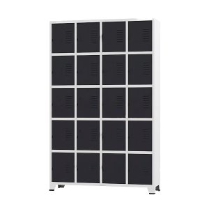 Armário Roupeiro de Aço para Vestiário 20 Portas Locker Preto com Chave