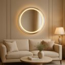 Ver imagem 4 de Espelho Redondo 70x70 cm Jateado LED 3 Cores Touch Moderno
