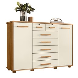 Cômoda Quarto Fontana com 7 Gavetas e 2 Portas Carvalho/Off White - 1