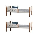 Ver imagem 1 de Kit 2 Camas Infantil Solteiro Star Divaloto para Quarto Infantil Design Funcional - Branco/nature