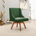 Ver imagem 2 de Kit 4 Cadeiras Decorativas Sala de Jantar Base Giratória de Madeira Firenze Suede Verde Esmeralda/Na