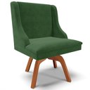 Ver mais imagens de Kit 4 Cadeiras Decorativas Sala de Jantar Base Giratória de Madeira Firenze Suede Verde Esmeralda/Na