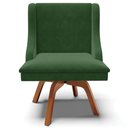 Ver imagem 7 de Kit 4 Cadeiras Decorativas Sala de Jantar Base Giratória de Madeira Firenze Suede Verde Esmeralda/Na
