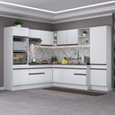Ver imagem 1 de Armário de Cozinha Completa de Canto com Rodapé Veneza Multimóveis MP2082.964 Branco/Preto