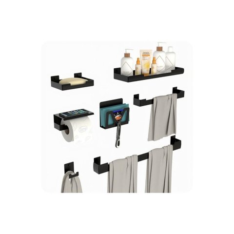 Kit de Acessórios para Banheiro 7 Peças Preto F.elg