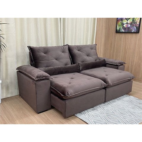 Sofá Retrátil e Reclinável Comfort Premium Tamanhos e Cores Cor:marrom;tamanho:2,30