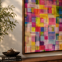 Ver imagem 2 de Quadro Luxo Arte Colorida Grande Canvas com Moldura 60x90cm