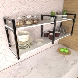 Prateleira Industrial para Cozinha - Nicho Branco - Suporte Moderno Suspenso - 1