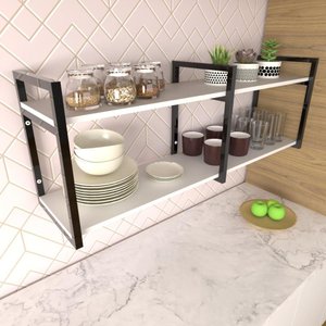 Prateleira Industrial para Cozinha - Nicho Branco - Suporte Moderno Suspenso