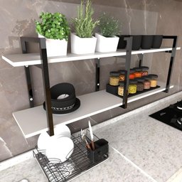 Prateleira Industrial para Cozinha - Nicho Branco - Suporte Moderno Suspenso - 3