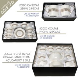 Jogo 6 Xícaras de Café 100ml C/ Pires Decorado Cerâmica 12pç - 10