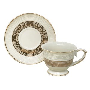 Jogo 6 Xícaras de Café 100ml C/ Pires Decorado Cerâmica 12pç