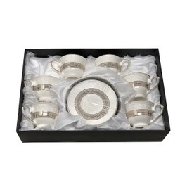 Jogo 6 Xícaras de Café 100ml C/ Pires Decorado Cerâmica 12pç - 2
