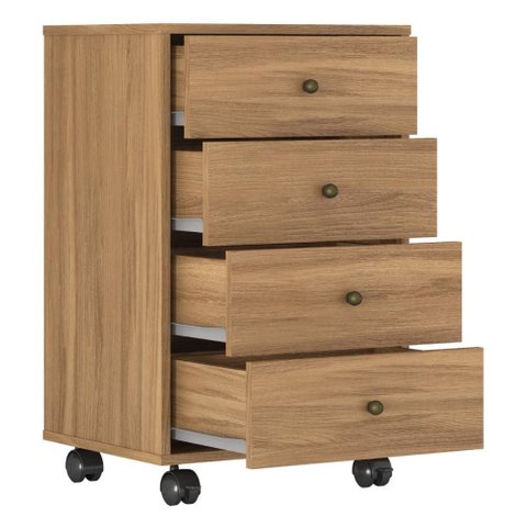 Mesa de Cabeceira com Rodízios 4 Gavetas Presence Demóbile