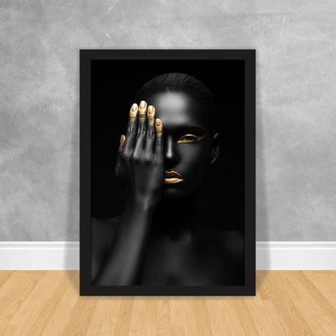 Quadro Mão no Olho Madeira 50x70 Abstrato Decoração Luxo