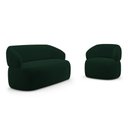 Ver imagem 1 de Kit Poltrona Giratória e Sofá Orgânico Living Glee 02 Lugares 140cm Veludo Verde Escuro Desk