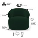 Ver mais imagens de Kit Poltrona Giratória e Sofá Orgânico Living Glee 02 Lugares 140cm Veludo Verde Escuro Desk