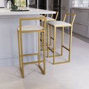 Ver imagem 1 de Jogo 2 Banqueta Alta Balcão Bistrô Dourada Confort Ind Premium Estofado Don Castro Decor